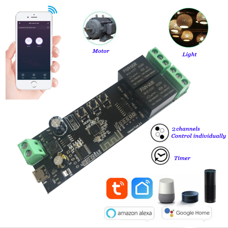 Diy Home Automation Controller - 2CH Tuya Wifi akıllı kontrol panosu