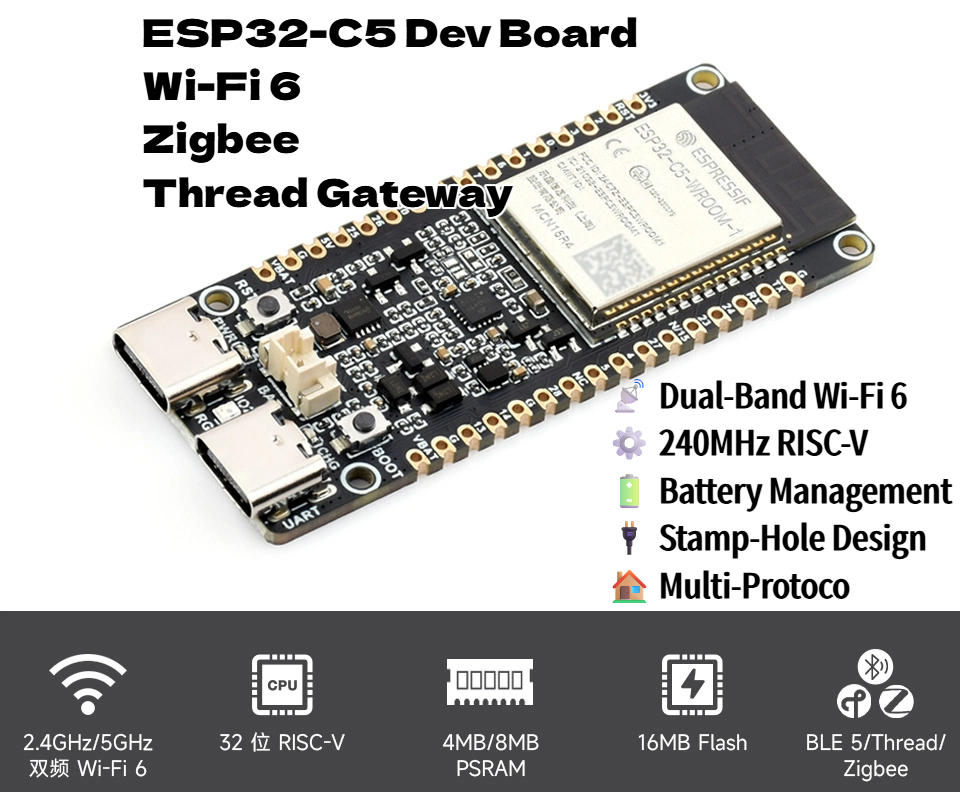 Matter Hub Thread - ESP32-C5 Çift Bantlı Wi-Fi 6 ve